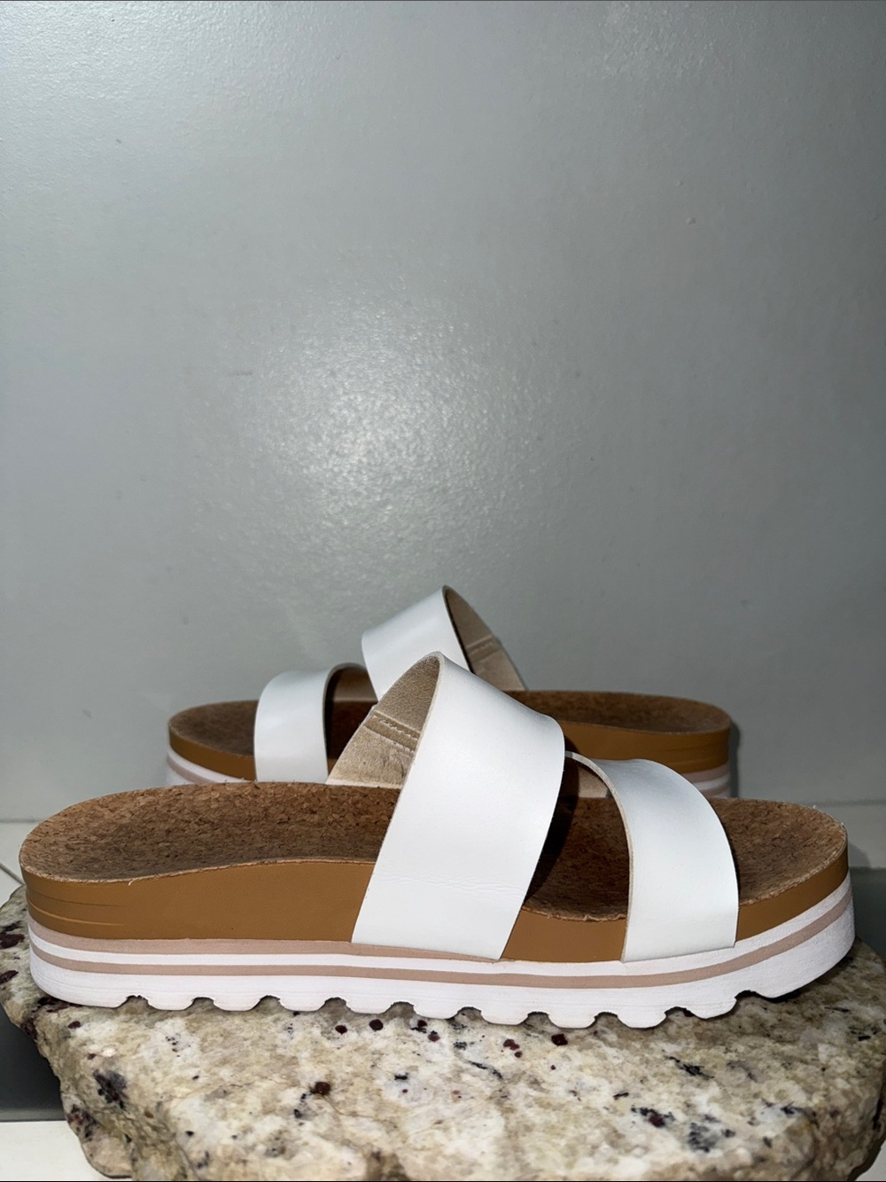 Reef Cushion Vista Hi Women's Arch Support Sandals White Dual-Strap Cork Sz 9 - Picture 9 of 13
